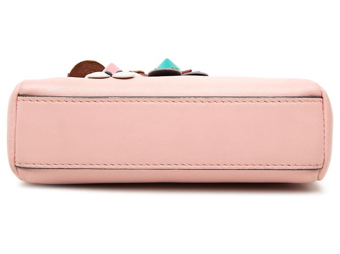 Borsa Fendi Pink Micro Leather Flowerland Peekaboo Rosa - vista 3
