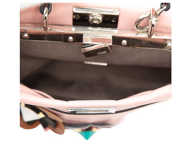 Borsa Fendi Pink Micro Leather Flowerland Peekaboo Rosa - vista 4