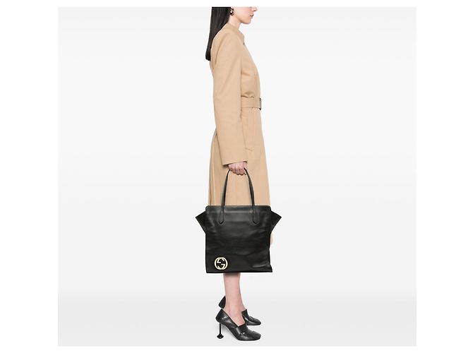 Bolsa Gucci Black Dollar em couro de vitelo com Interlocking G Preto - vista 6