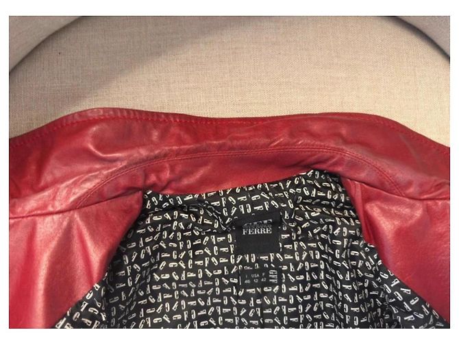 Gianfranco Ferré GFF rote Schweinelederjacke - Ansicht 7