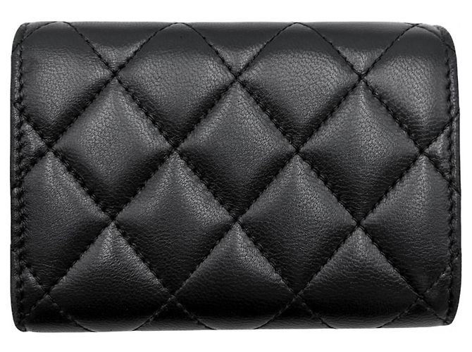 Portafoglio Chanel nero con strass e perle a tre pieghe - vista 2