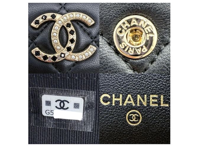 Portafoglio Chanel nero con strass e perle a tre pieghe - vista 6