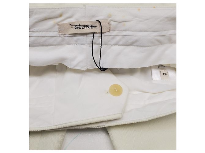 Céline Celine Gerade Lef Hose aus weißem Polyester Roh - Ansicht 12
