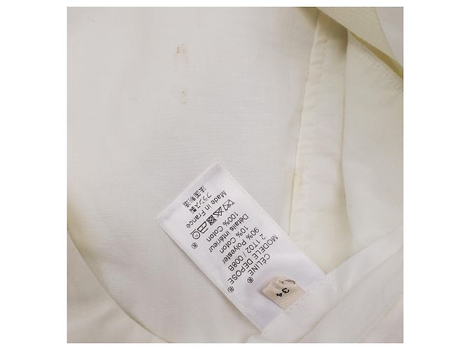 Céline Celine Gerade Lef Hose aus weißem Polyester Roh - Ansicht 13
