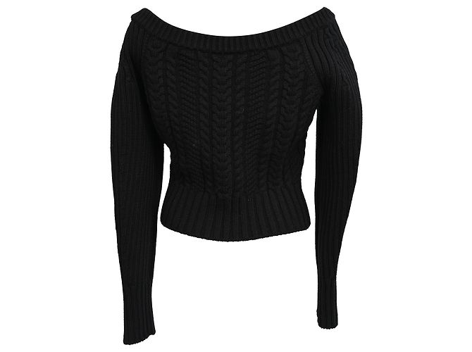 Alexander McQueen Cropped Cardigan aus Kabelstrick in schwarzem Kaschmir - Ansicht 3