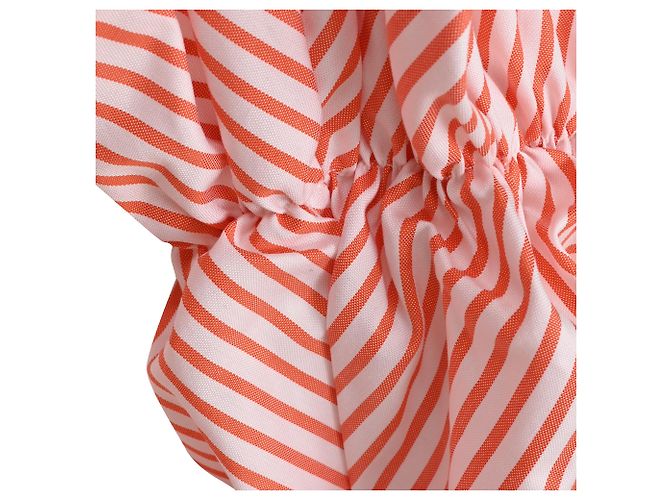 Autre Marque Caroline Constas Margaret Off-the-Shoulder Gestreiftes Popeline-Hemd in Rot aus Baumwolle Mehrfarben - Ansicht 12
