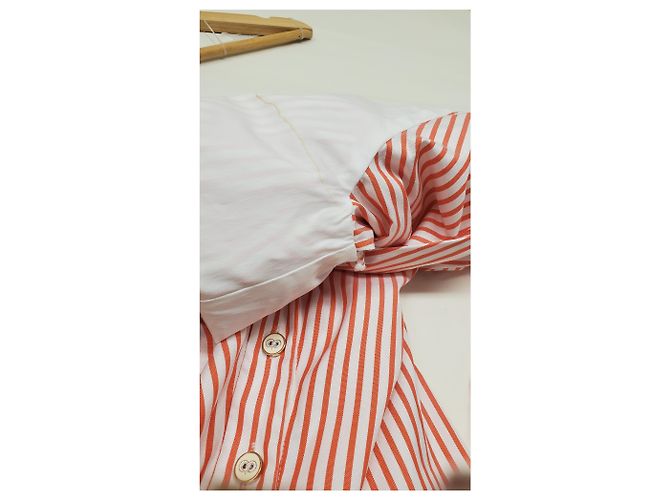 Autre Marque Caroline Constas Margaret Off-the-Shoulder Gestreiftes Popeline-Hemd in Rot aus Baumwolle Mehrfarben - Ansicht 16