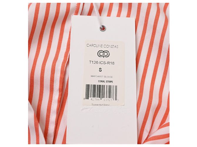 Autre Marque Caroline Constas Margaret Off-the-Shoulder Gestreiftes Popeline-Hemd in Rot aus Baumwolle Mehrfarben - Ansicht 7