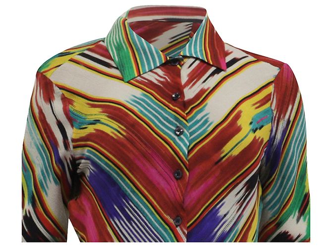 Mini abito chemisier stampato Etro in seta multicolore - vista 2