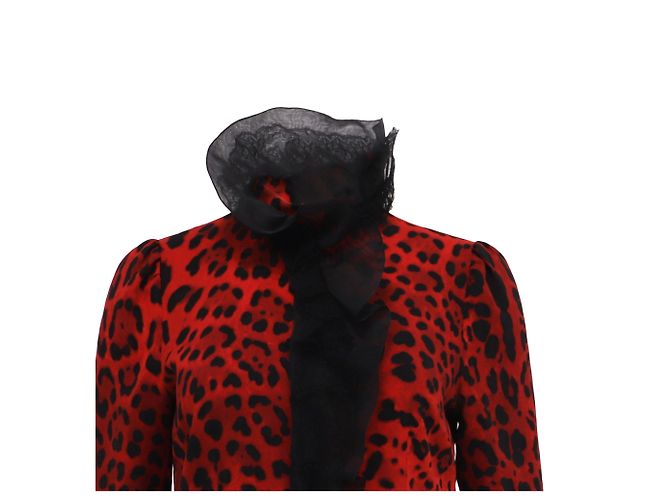 Camicetta Dolce & Gabbana con stampa leopardata in seta rossa Rosso - vista 2
