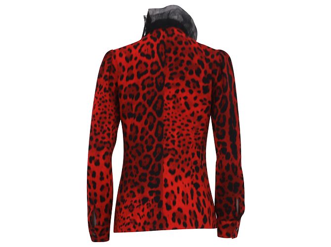 Camicetta Dolce & Gabbana con stampa leopardata in seta rossa Rosso - vista 4