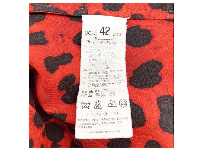 Camicetta Dolce & Gabbana con stampa leopardata in seta rossa Rosso - vista 5