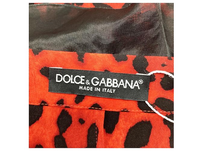 Camicetta Dolce & Gabbana con stampa leopardata in seta rossa Rosso - vista 6