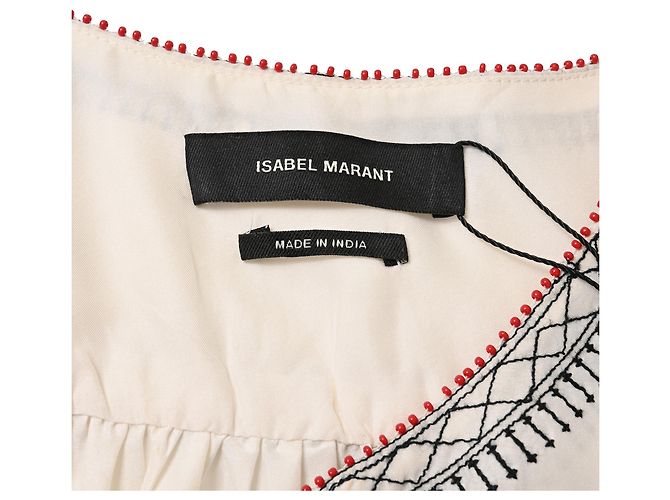 Camicetta a maniche corte ricamata in seta bianca Isabel Marant Étoile Bianco Crudo - vista 5