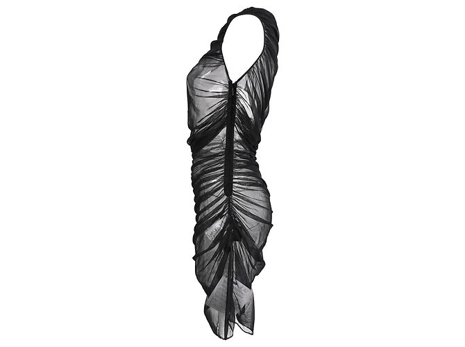 Versace Mini-Tüllkleid mit Rüschen aus schwarzer Polyamid - Ansicht 2