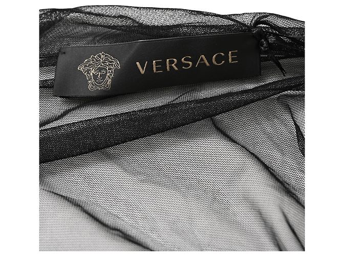 Versace Mini-Tüllkleid mit Rüschen aus schwarzer Polyamid - Ansicht 5