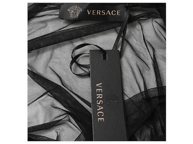 Versace Mini-Tüllkleid mit Rüschen aus schwarzer Polyamid - Ansicht 6