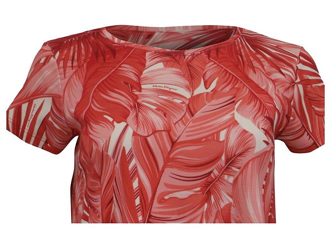 Camiseta Salvatore Ferragamo de algodón rojo con estampado tropical Roja - vista 2
