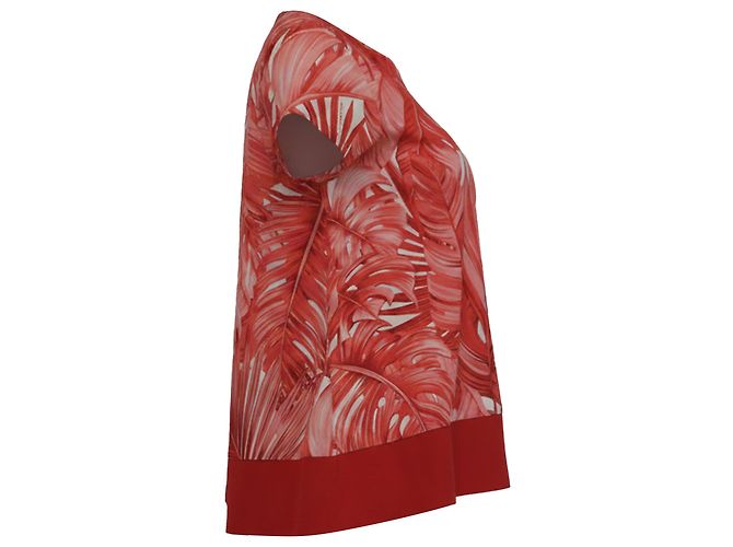 Camiseta Salvatore Ferragamo de algodón rojo con estampado tropical Roja - vista 3