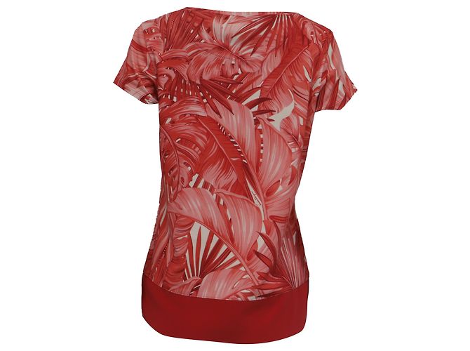 Camiseta Salvatore Ferragamo de algodón rojo con estampado tropical Roja - vista 4