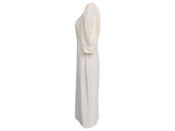 Vestido midi de mangas bufantes Khaite em viscose branca Branco Cru - vista 2