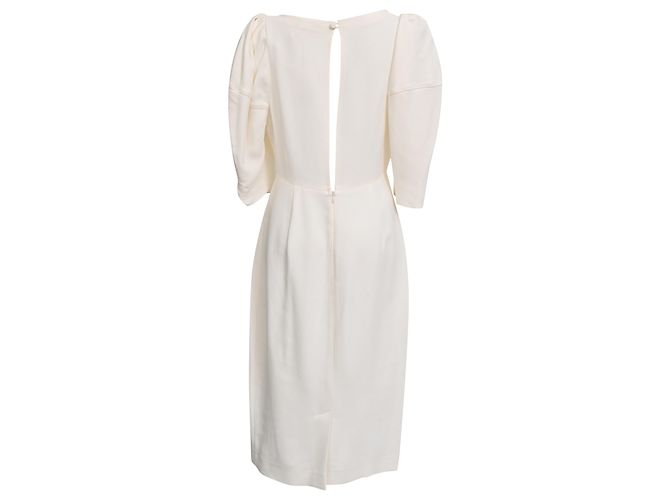 Vestido midi de mangas bufantes Khaite em viscose branca Branco Cru - vista 3