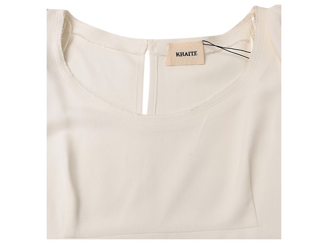 Vestido midi de mangas bufantes Khaite em viscose branca Branco Cru - vista 4