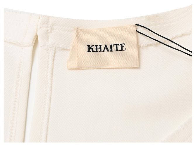 Vestido midi de mangas bufantes Khaite em viscose branca Branco Cru - vista 5