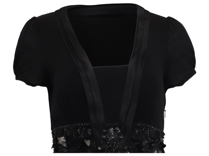 Camicetta a maniche corte in seta nera con decorazioni in paillettes Etro Nero - vista 2