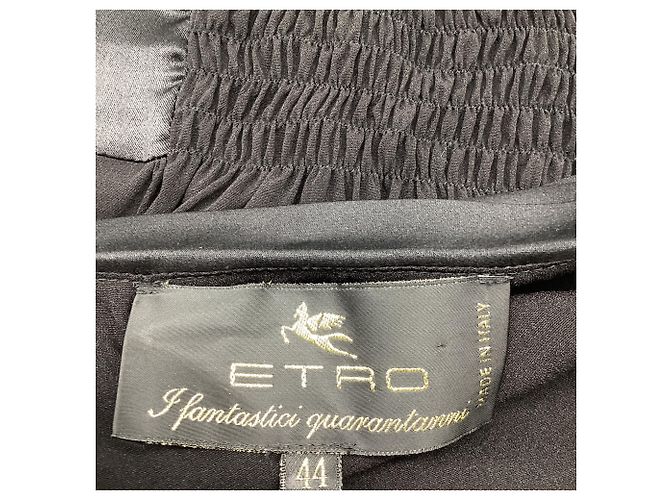 Camicetta a maniche corte in seta nera con decorazioni in paillettes Etro Nero - vista 7