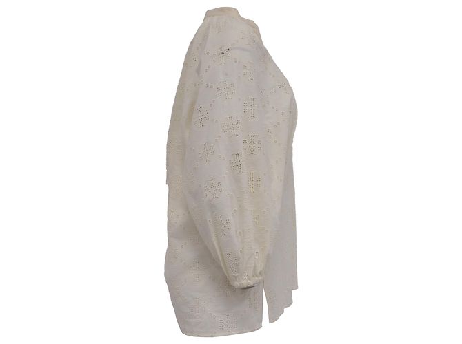 Blusa túnica de bordado Tory Burch en algodón crema Blanco Crudo - vista 3