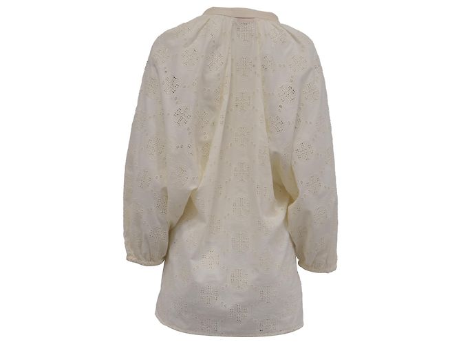 Blusa túnica de bordado Tory Burch en algodón crema Blanco Crudo - vista 4
