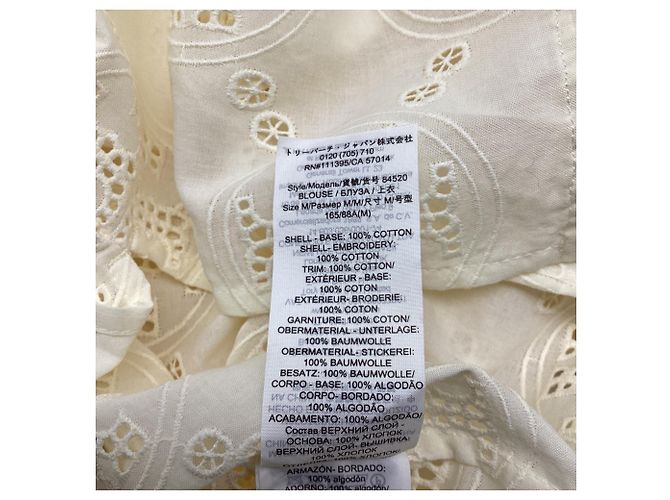 Blusa túnica de bordado Tory Burch en algodón crema Blanco Crudo - vista 5