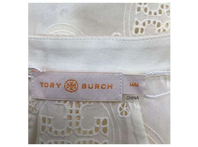 Blusa túnica de bordado Tory Burch en algodón crema Blanco Crudo - vista 6