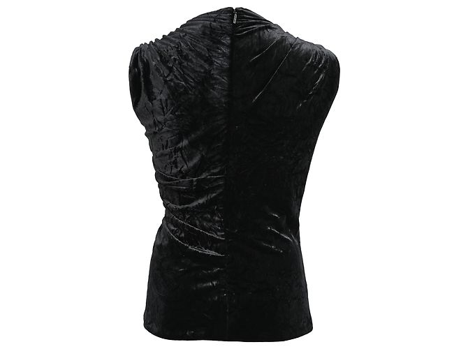 Top in velluto stropicciato Versace in velluto nero - vista 3