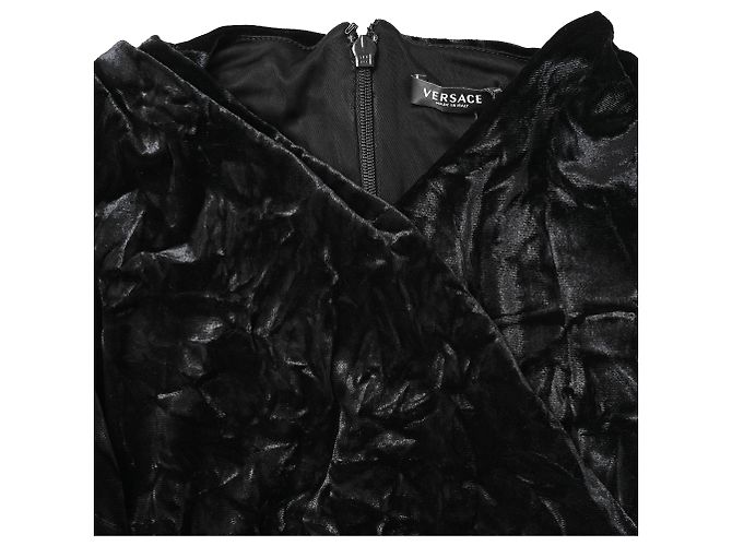 Top in velluto stropicciato Versace in velluto nero - vista 4