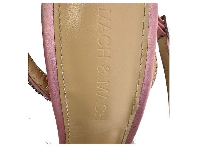 Décolleté con cinturino alla caviglia e doppio fiocco Mach & Mach in raso rosa - vista 10