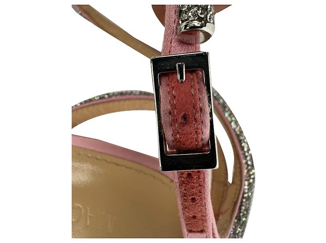 Décolleté con cinturino alla caviglia e doppio fiocco Mach & Mach in raso rosa - vista 13