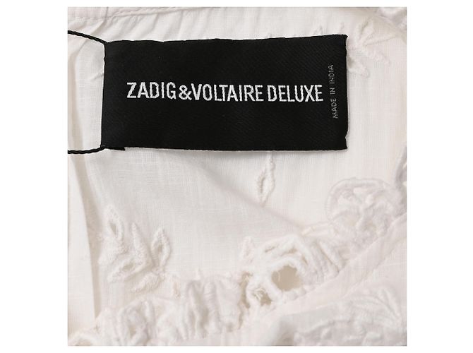 Mini abito ricamato Zadig & Voltaire in cotone bianco Crudo - vista 5