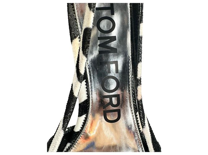 Décolleté slingback Tom Ford con stampa zebra in scamosciato bianco e nero Multicolore - vista 11