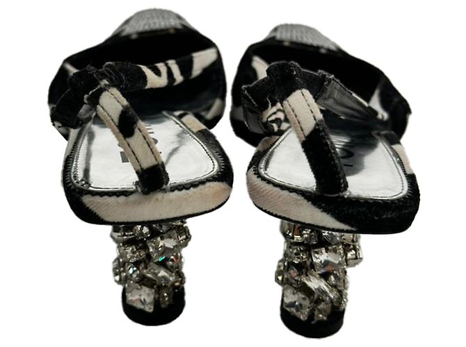 Décolleté slingback Tom Ford con stampa zebra in scamosciato bianco e nero Multicolore - vista 5