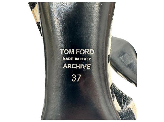 Décolleté slingback Tom Ford con stampa zebra in scamosciato bianco e nero Multicolore - vista 8