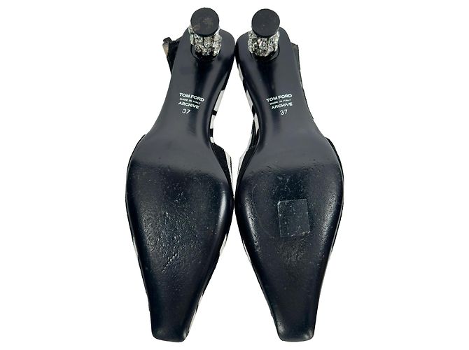 Décolleté slingback Tom Ford con stampa zebra in scamosciato bianco e nero Multicolore - vista 9