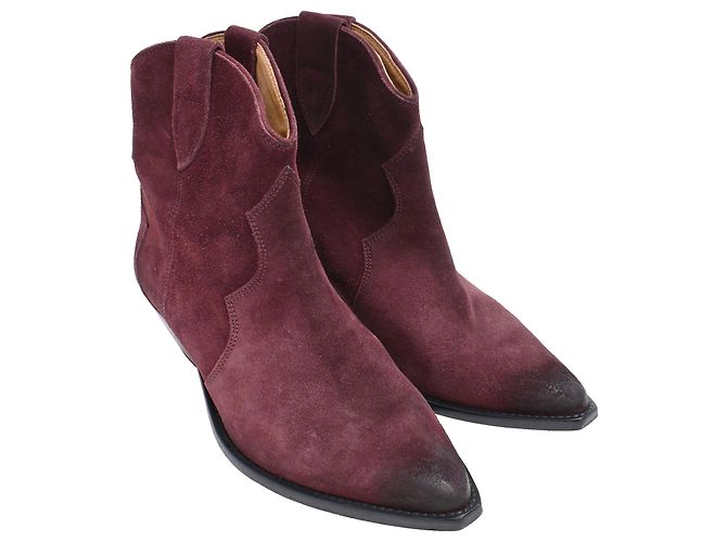 Stivaletti Dewina in scamosciato bordeaux Isabel Marant Bordò - vista 4
