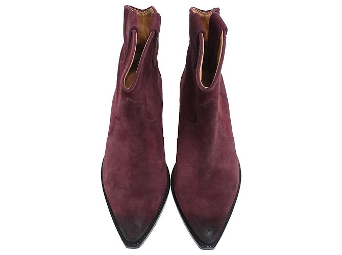 Stivaletti Dewina in scamosciato bordeaux Isabel Marant Bordò - vista 5