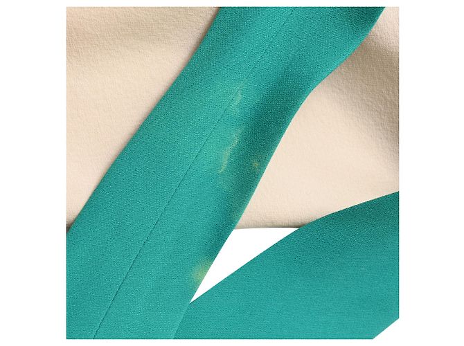 Vestido envelope Hermès comprimento de joelho em seda turquesa - vista 13