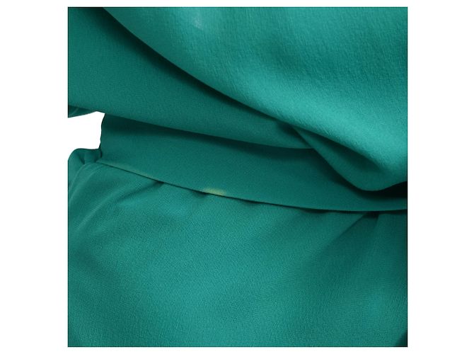 Vestido envelope Hermès comprimento de joelho em seda turquesa - vista 14