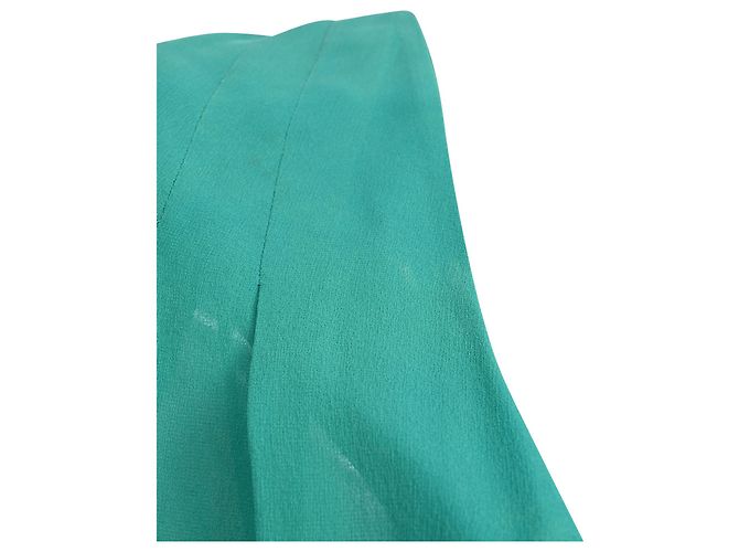 Vestido envelope Hermès comprimento de joelho em seda turquesa - vista 19