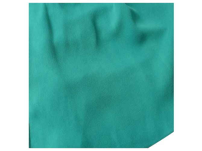 Vestido envelope Hermès comprimento de joelho em seda turquesa - vista 20