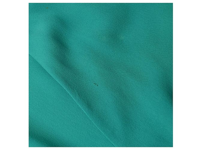 Vestido envelope Hermès comprimento de joelho em seda turquesa - vista 22